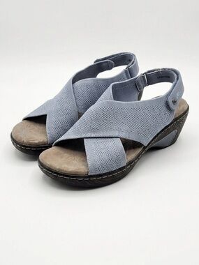 JBU by Jambu Alyssa Blue Memory Foam Wedge Sandals 8.5 Crisscross Elastic Sandal